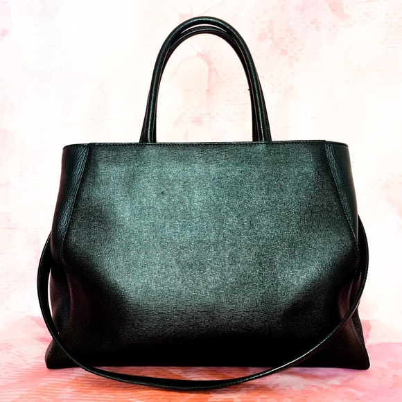 FENDI 2JOURS LARGE BLACK LEATHER TOTE BAG - Picture 2 of 8